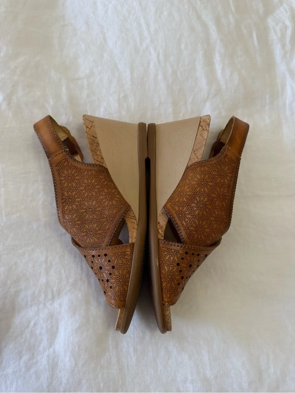 PIKOLINOS | SZ 39 (US 8) | Brown Leather Vigo Wedge Heels Slingbacks Sandals
